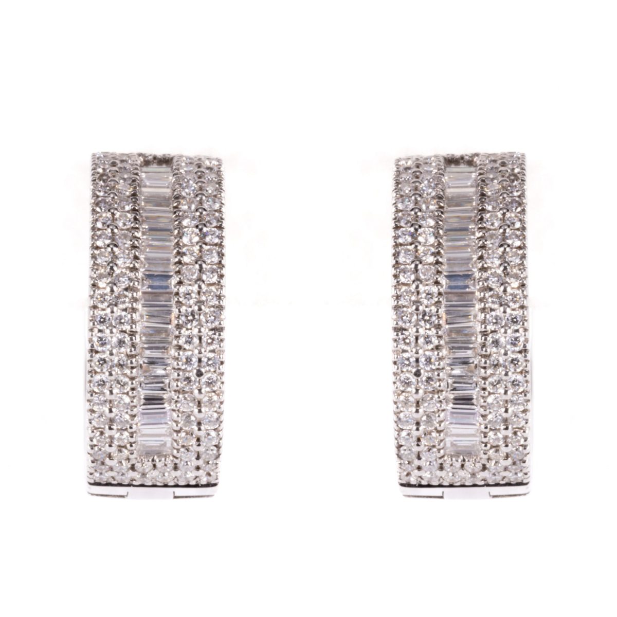 White Gold Baguette Diamond Huggies