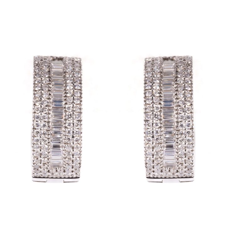 White Gold Baguette Diamond Huggies