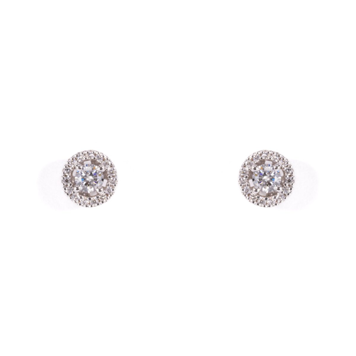 White Gold Diamond Halo Stud Earrings
