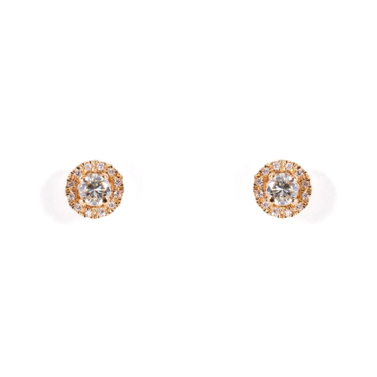Yellow Gold Diamond Halo Earrings