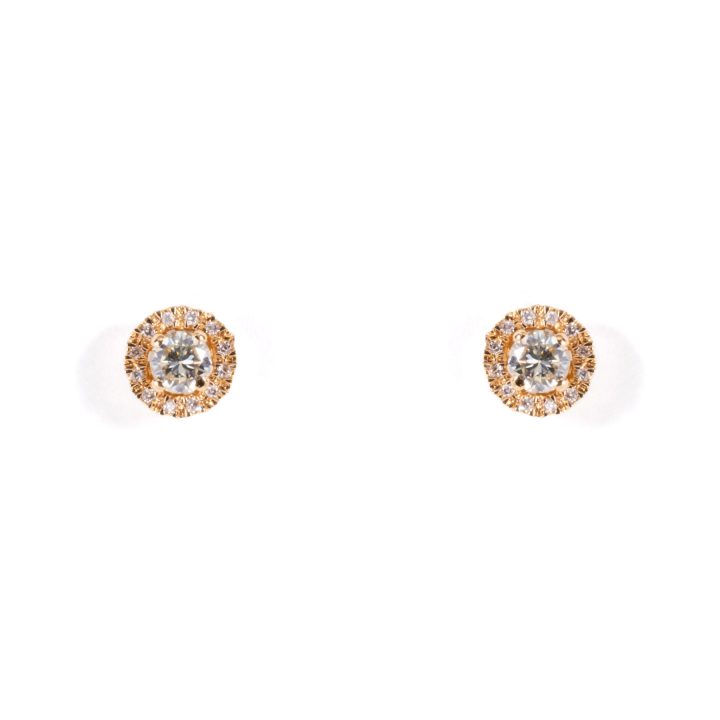 Yellow Gold Diamond Halo Earrings