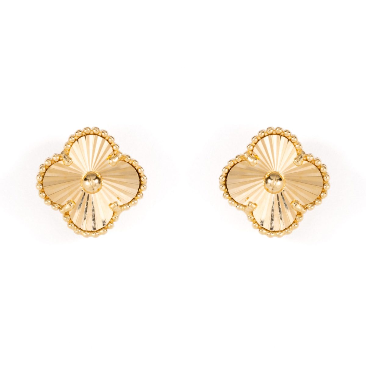 Yellow Gold Clover Stud Earrings