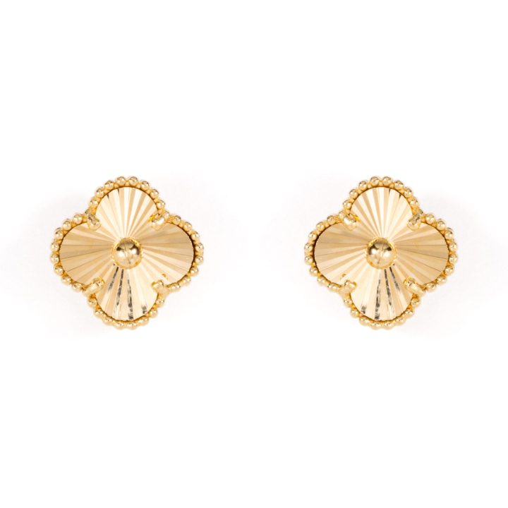 Yellow Gold Clover Stud Earrings