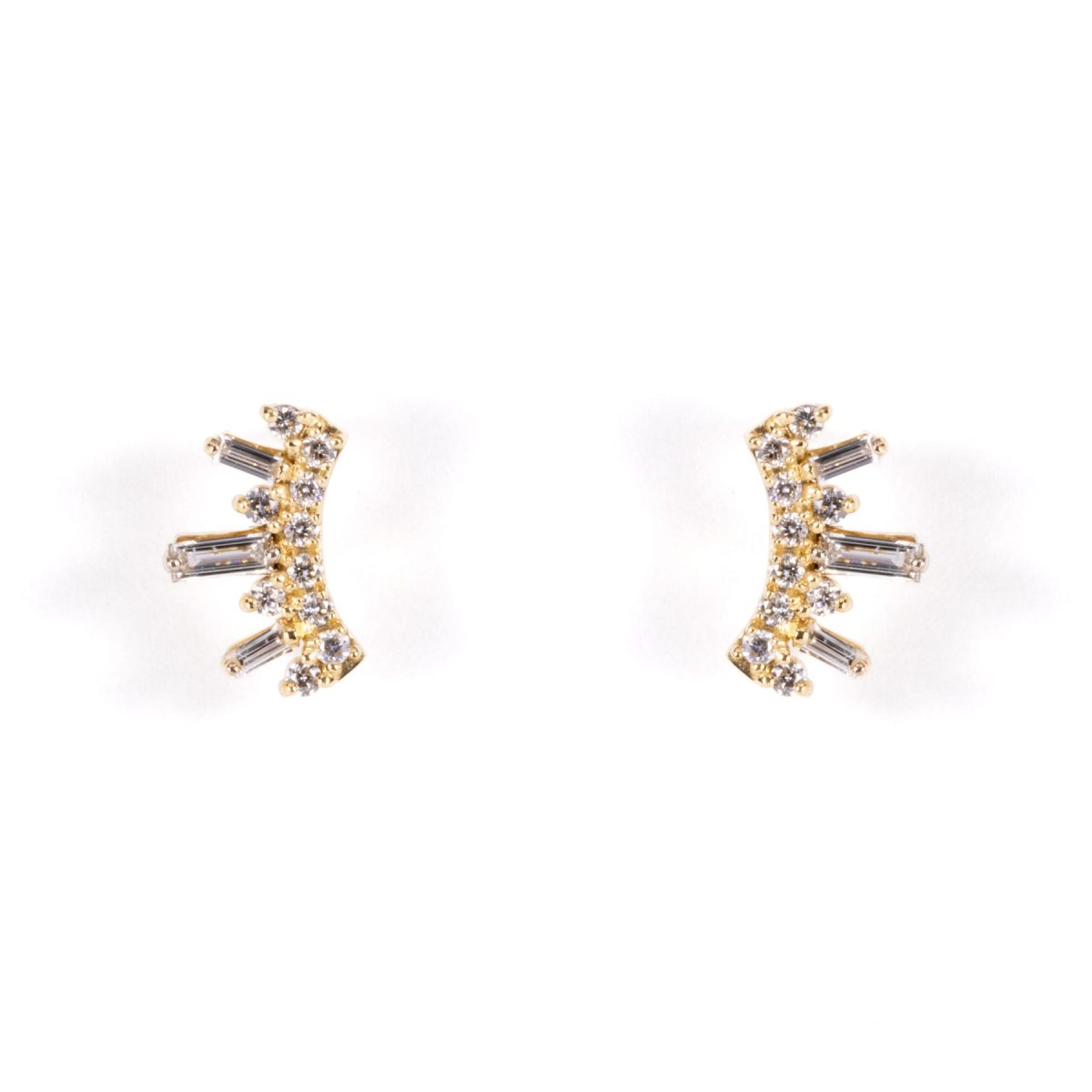 Yellow Gold Baguette Diamond Earrings