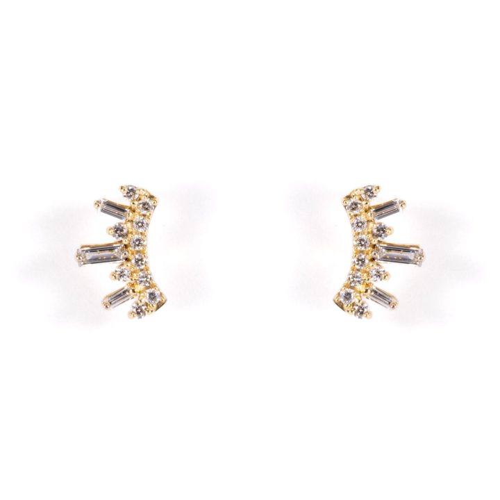 Yellow Gold Baguette Diamond Earrings