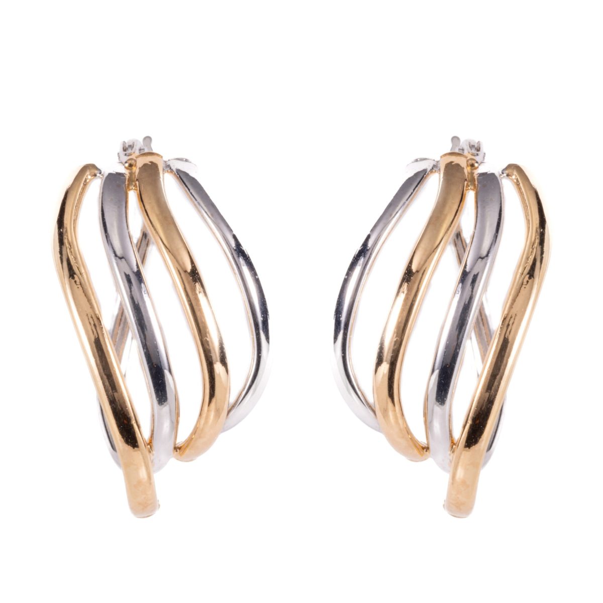 Two Tone Gold Angel Wings Earrings