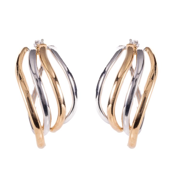 Two Tone Gold Angel Wings Earrings