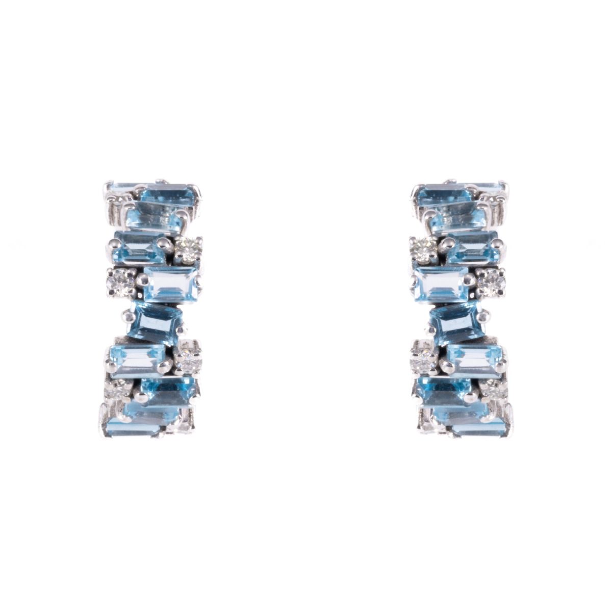 Baguette Blue Sapphire & Diamond Earrings