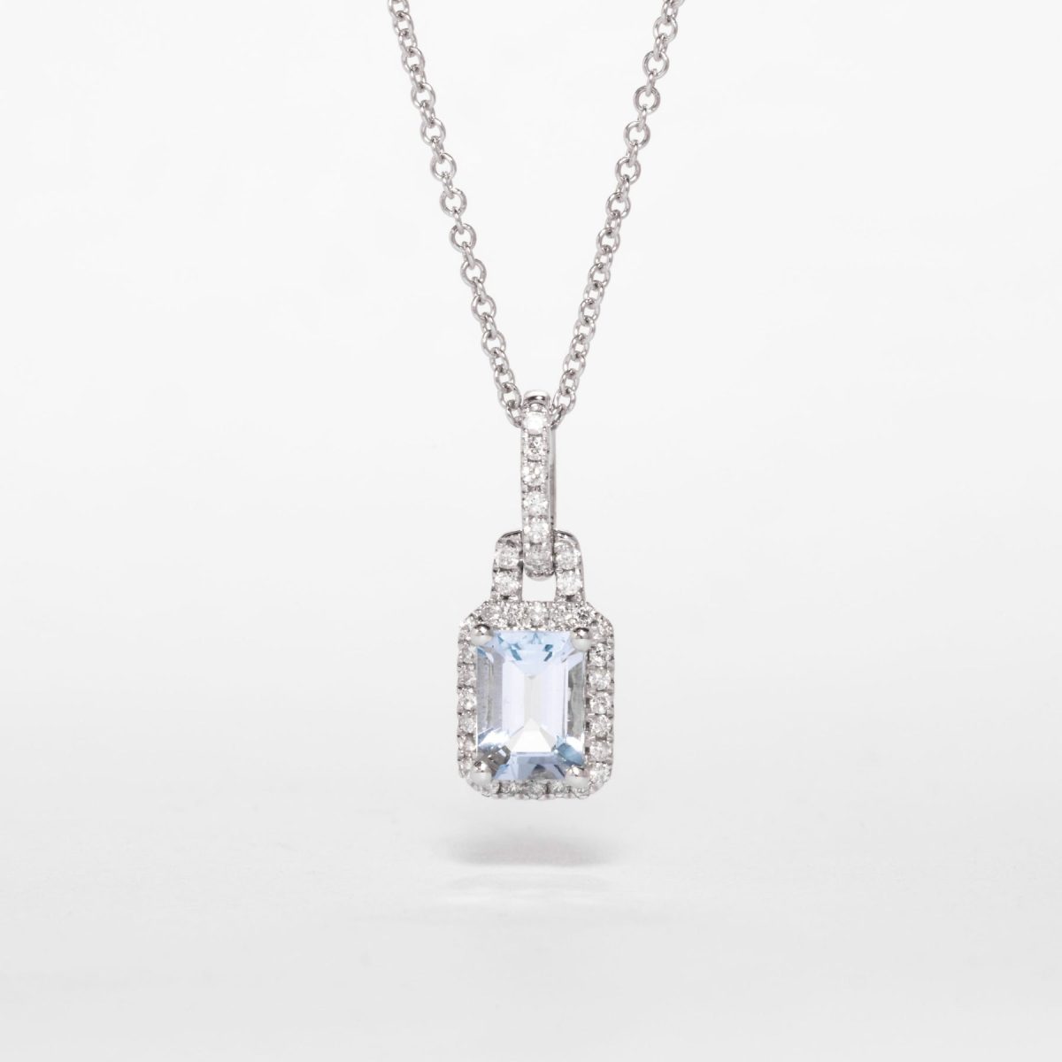 Baguette Aquamarine And Diamond Pendant