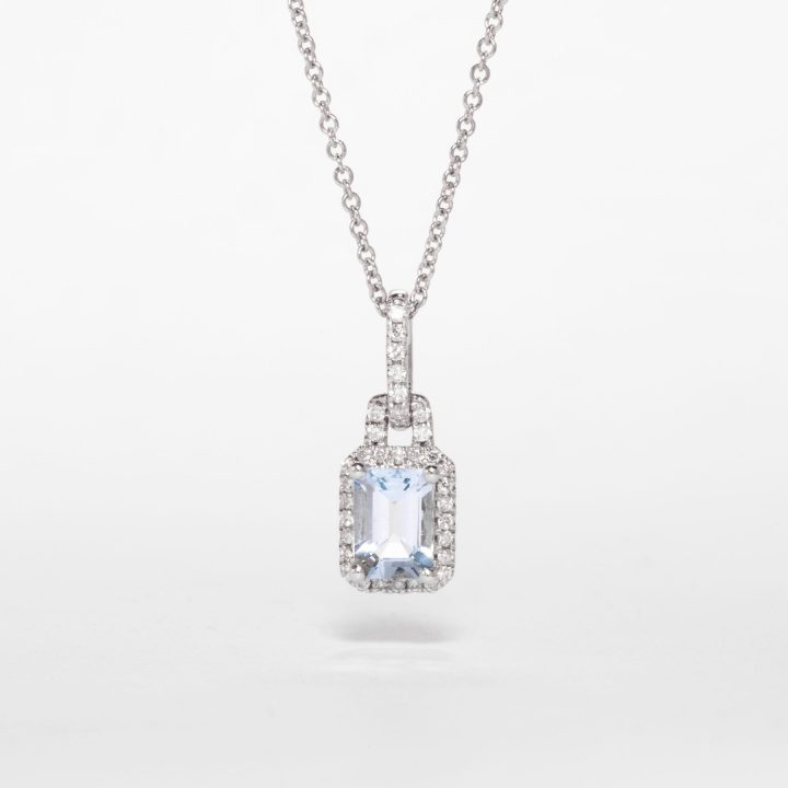 Baguette Aquamarine And Diamond Pendant