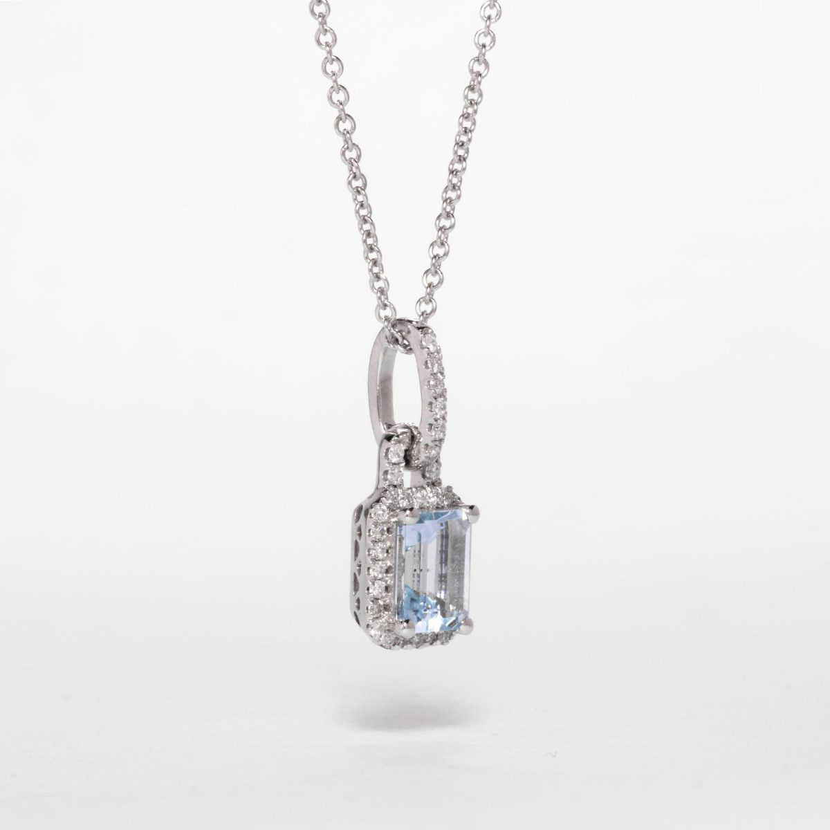 Baguette Aquamarine And Diamond Pendant – view 2