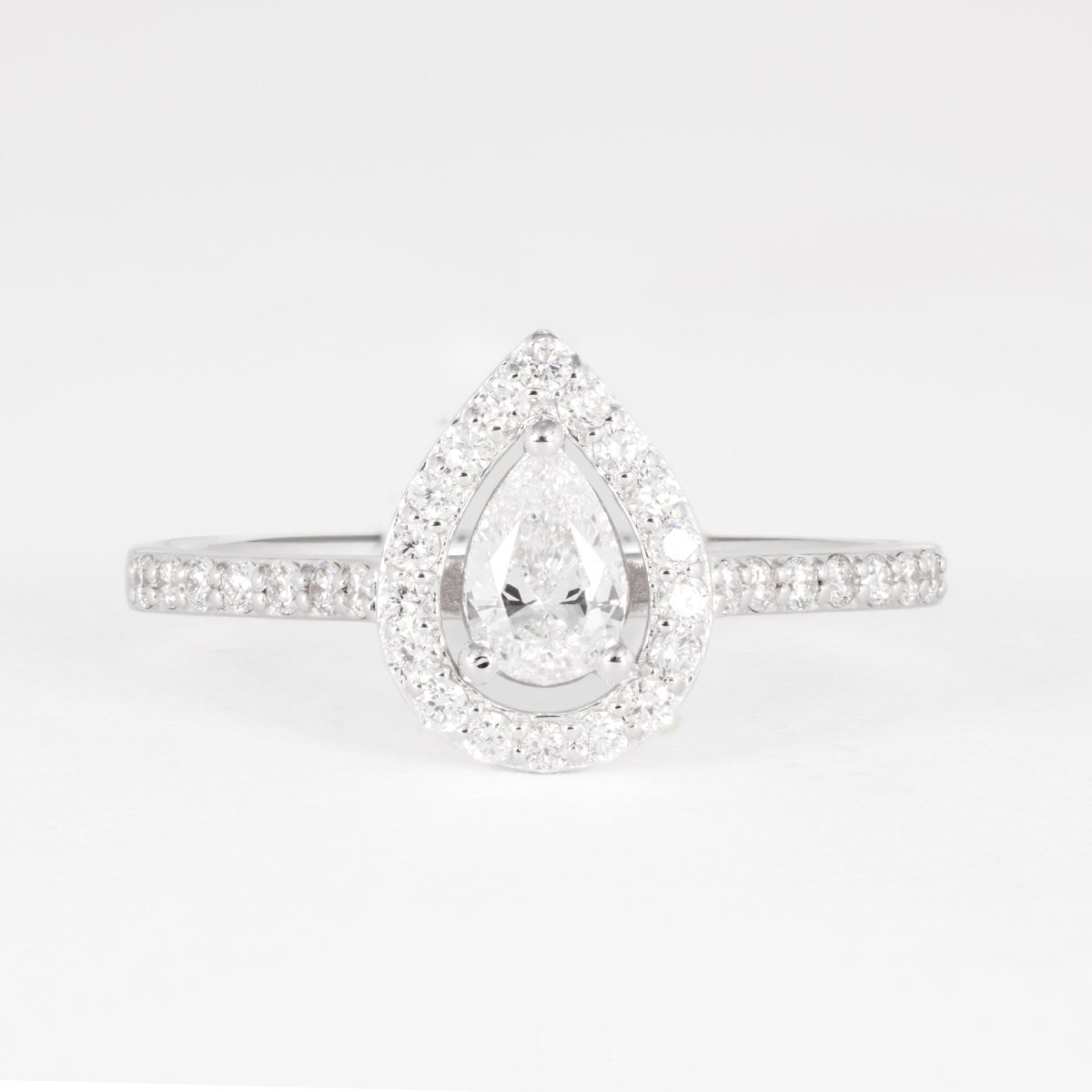 Pear Shape Diamond Halo Ring – view 3