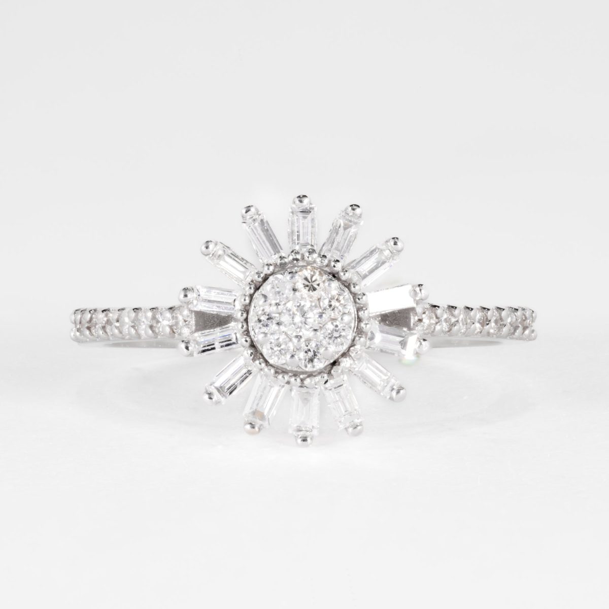 Baguette Diamond Flower Dress Ring – view 3
