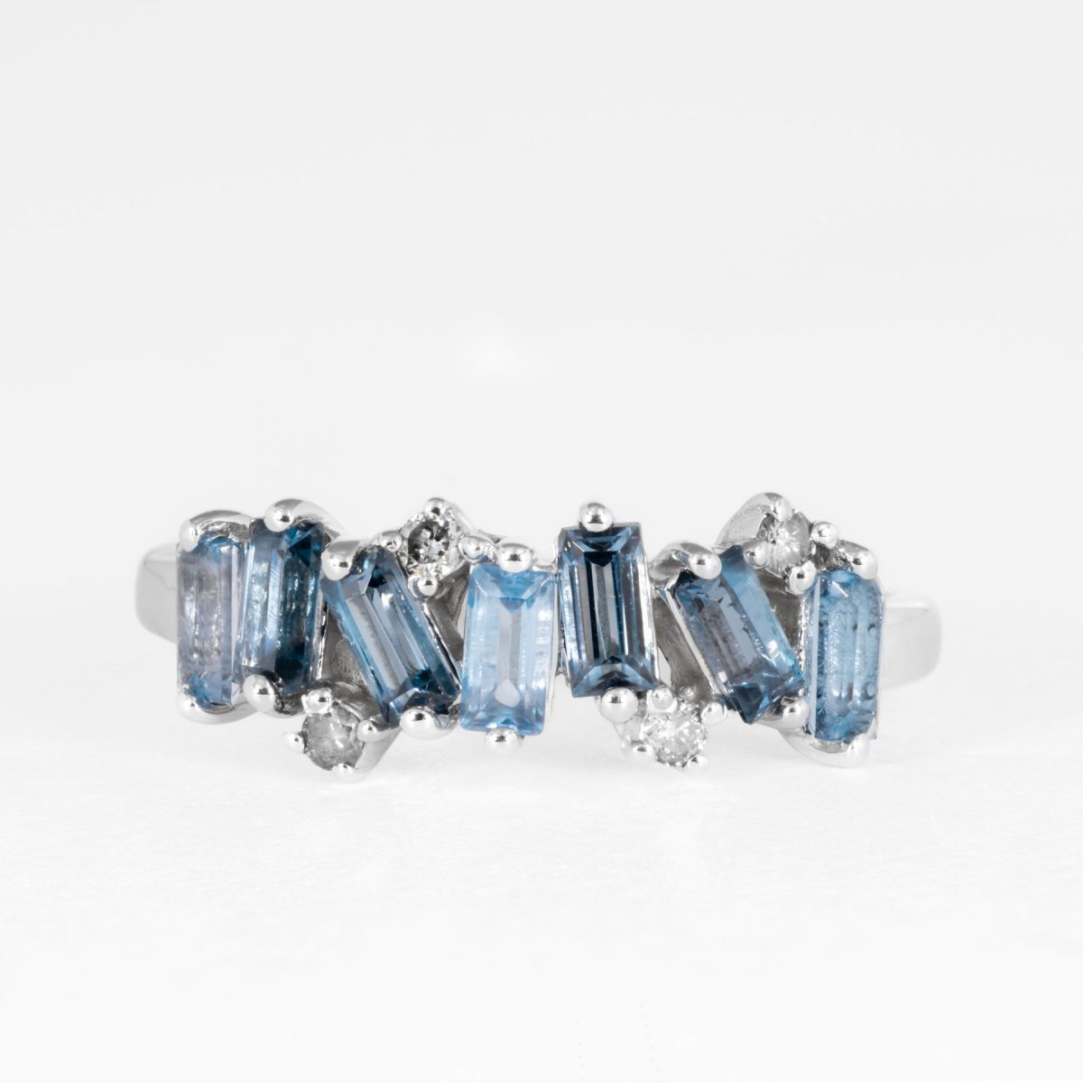 Blue Sapphire And Amethyst Eternity Ring With Small Diamonds – view 3