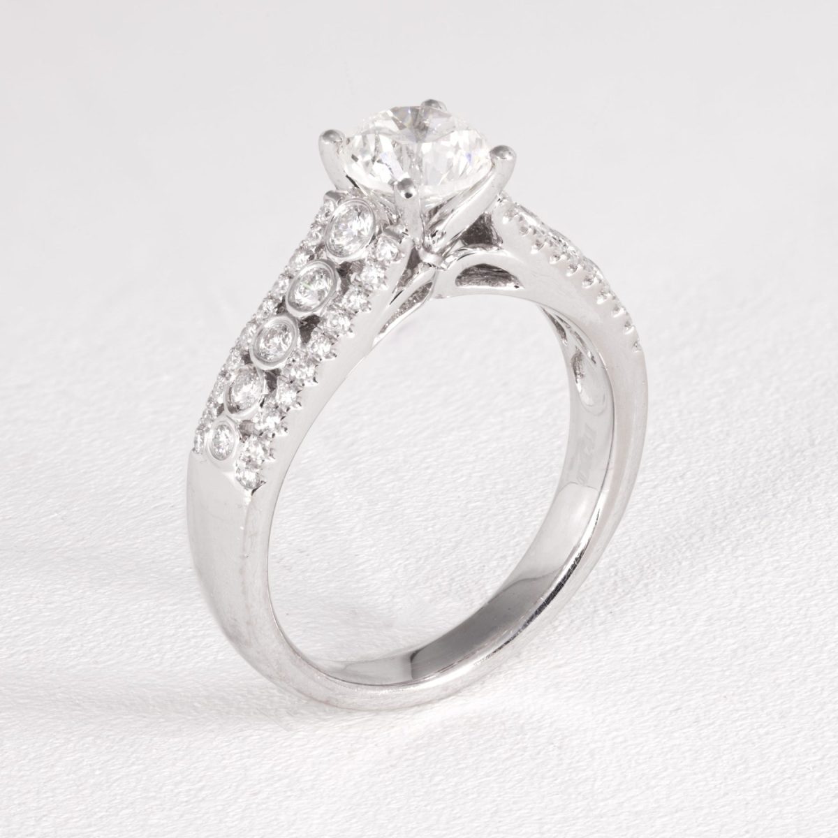 Diamond Engagement Ring With Pave and Tube Setting