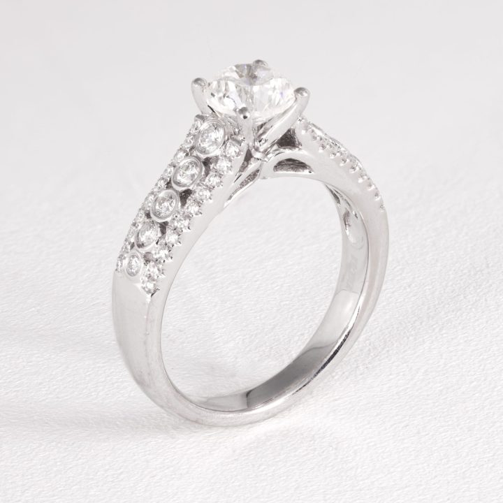 Diamond Engagement Ring With Pave and Tube Setting
