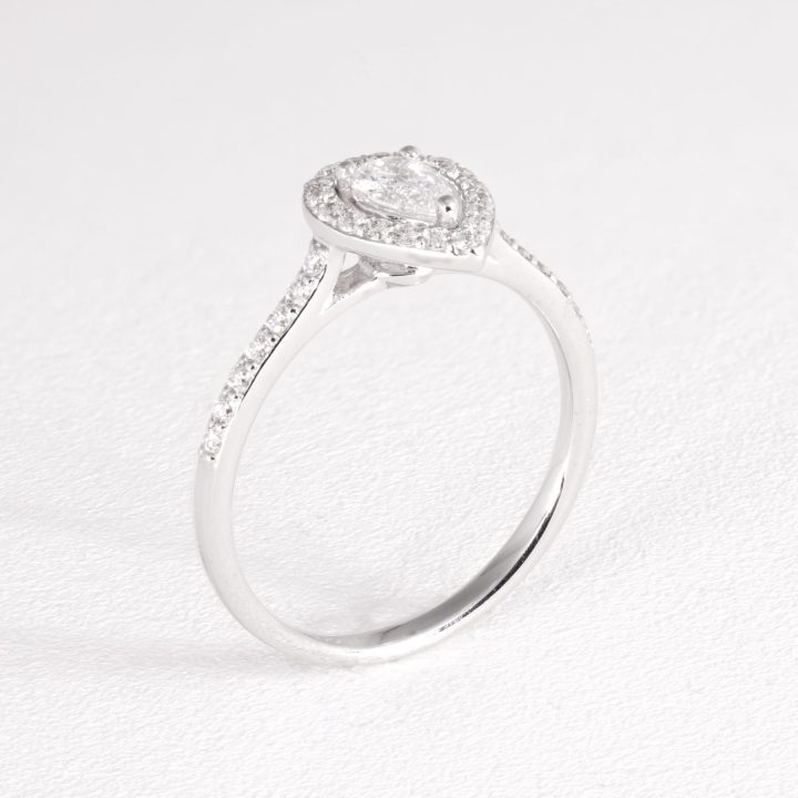 Pear Shape Diamond Halo Ring