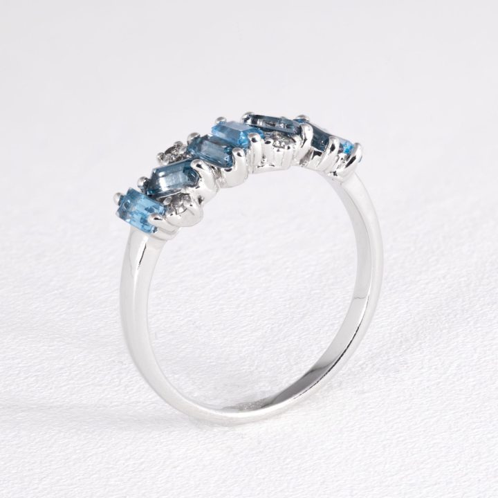 Blue Sapphire And Amethyst Eternity Ring With Small Diamonds