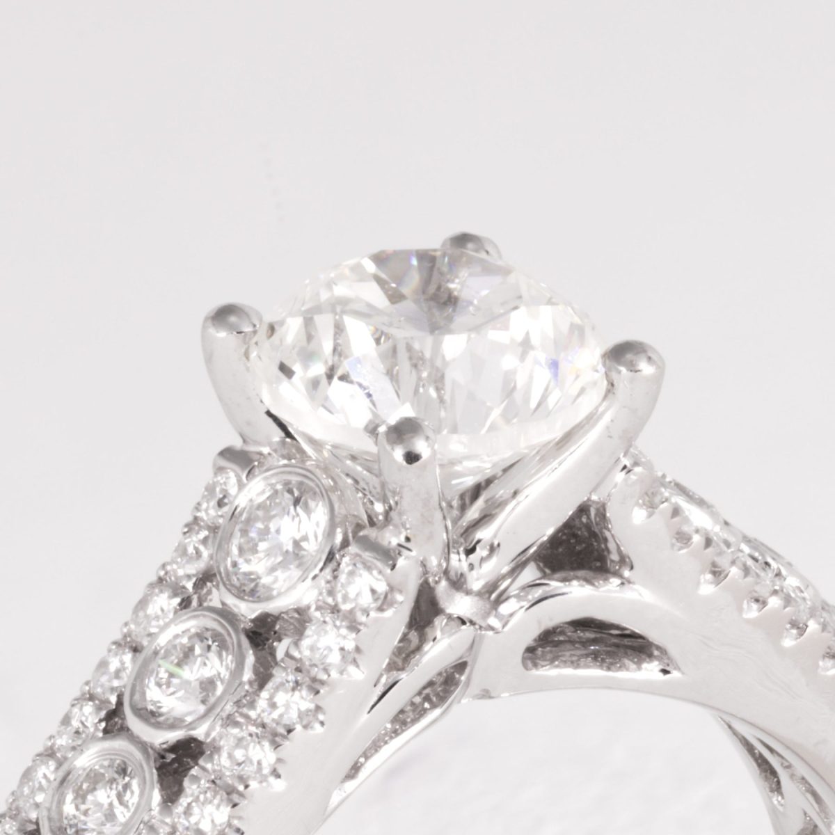 Diamond Engagement Ring With Pave and Tube Setting – view 2