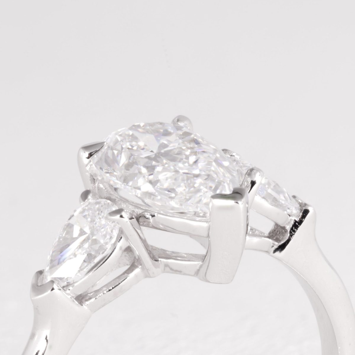 Pear Shape Diamond Trilogy Ring – view 2