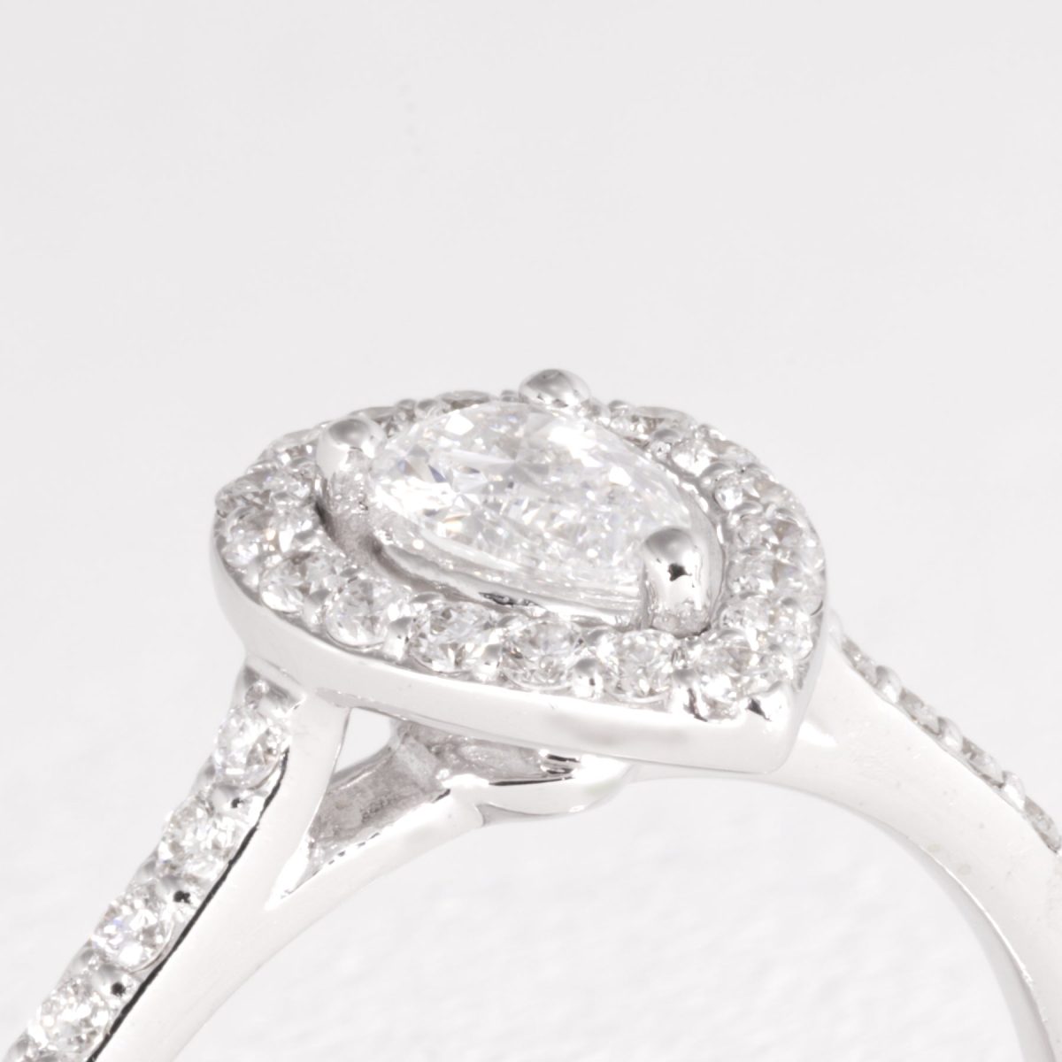 Pear Shape Diamond Halo Ring – view 2