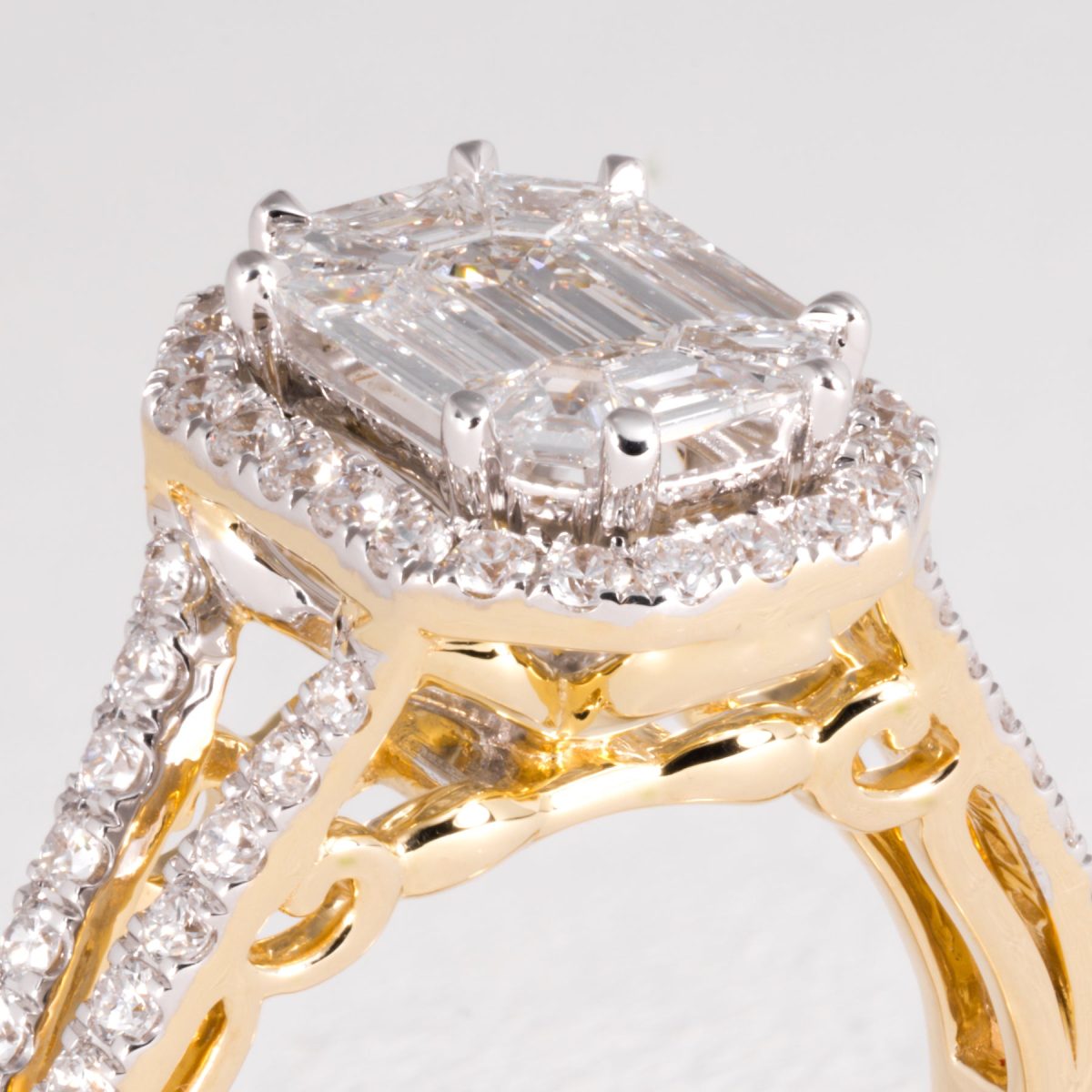 Baguette Diamond Halo Ring – view 2