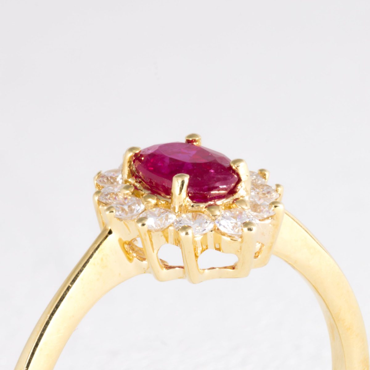 Ruby And Diamonds Cluster Ring – view 2