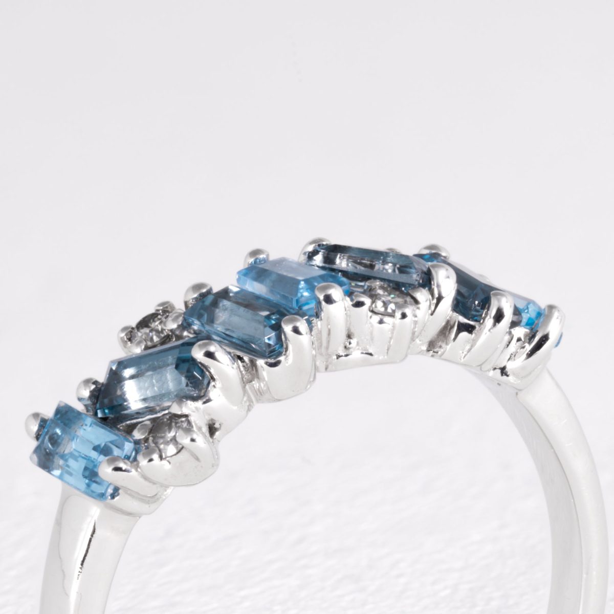 Blue Sapphire And Amethyst Eternity Ring With Small Diamonds – view 2