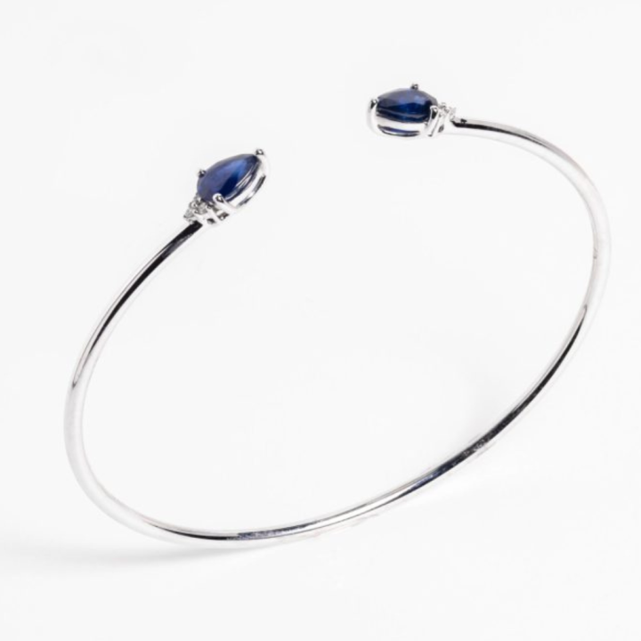 Blue Sapphire & Diamonds Bangle